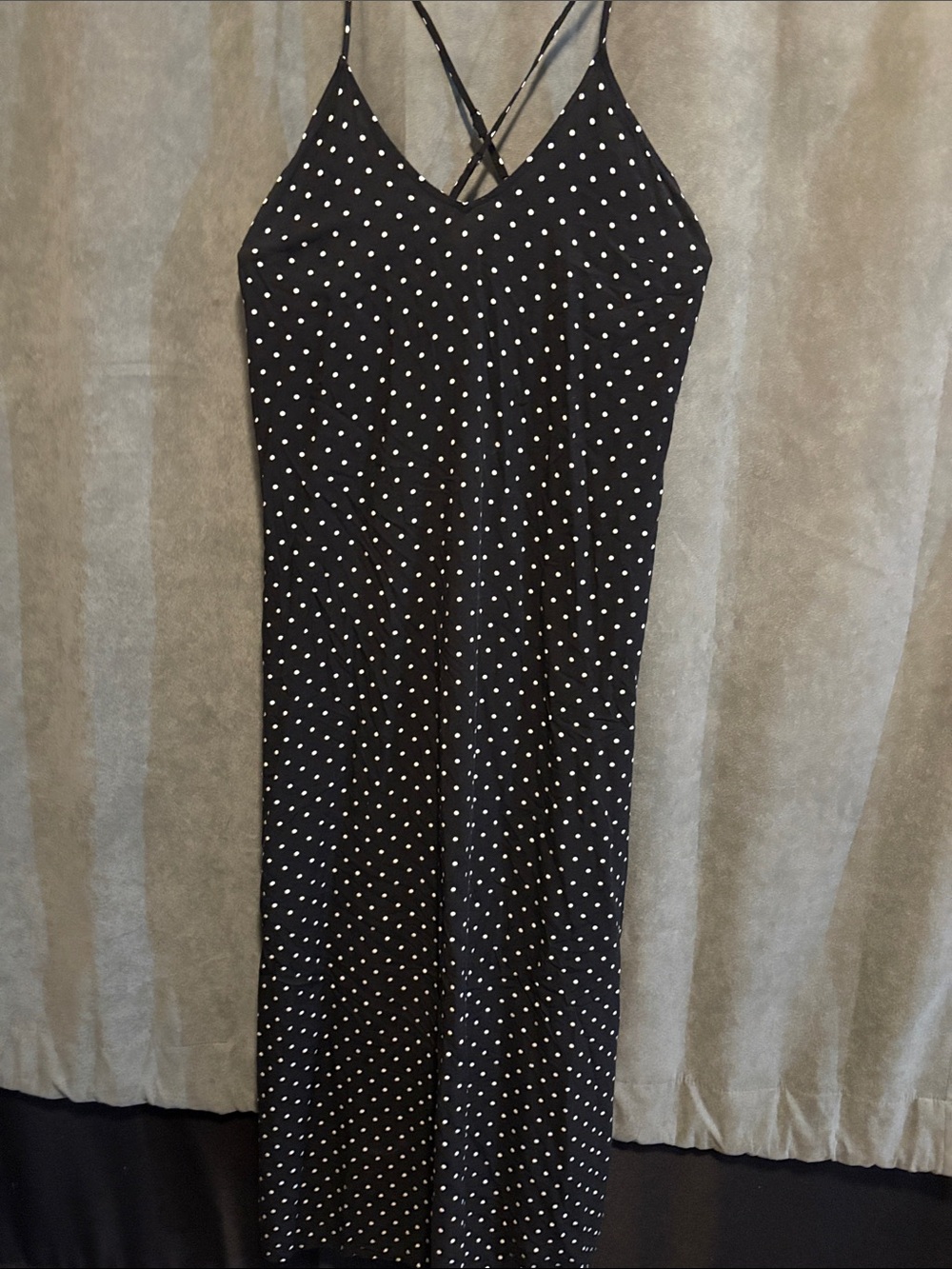 Old Navy Black and White Polka Dot Crisscross Strap Maxi Dress